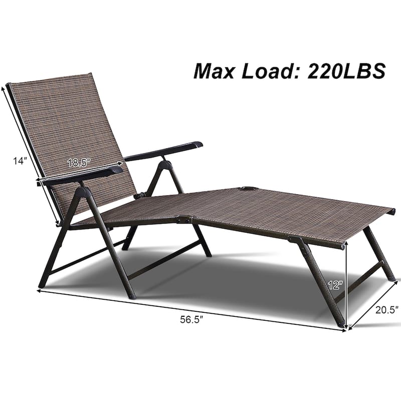 Patio Chaise Lounge Chair Adjustable Folding Recliner