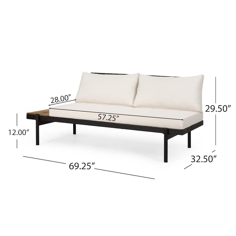 Roomfitters Outdoor 2 Seater Sofa with Cushions and Side Table, Left/Right Facing Sectional, Beige