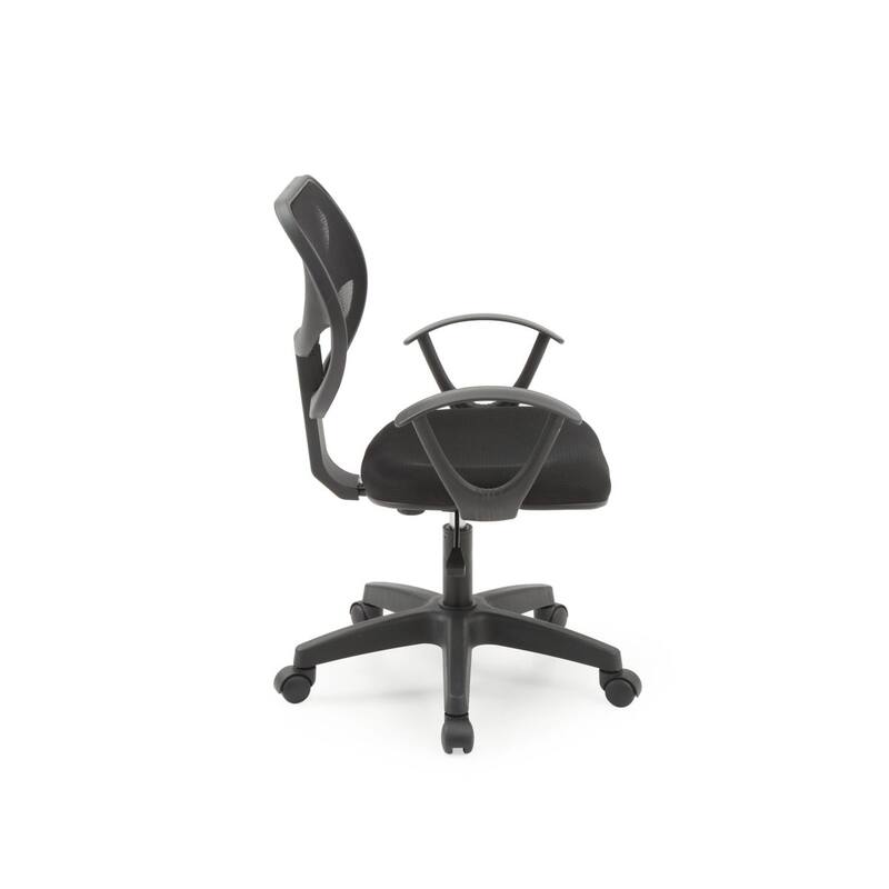 Hodedah Mesh, Mid-Back, Adjustable Height, Swiveling Task Chair with Padded Seat in Black - N/A