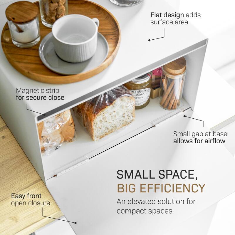Yamazaki Home Bread Box, Steel and Wood, Holds 22.2 lbs - L 14.37 x W 16.93 x H 9.45 inches