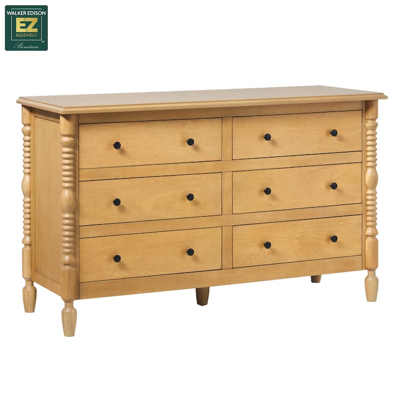 Walker Edison Easy Assembly 6-Drawer Dresser with Wood-Turning Details