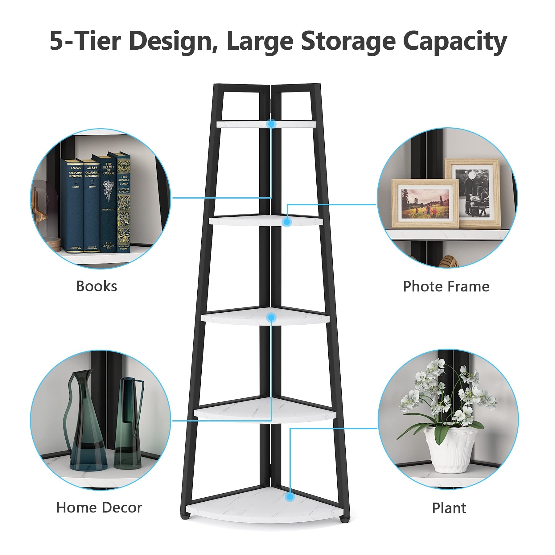 5 Tier Tall Corner Shelf, Bathroom Tower Shelves, 70 Inches Corner  Bookshelf and Bookcase - N/A - Bed Bath & Beyond - 35293669