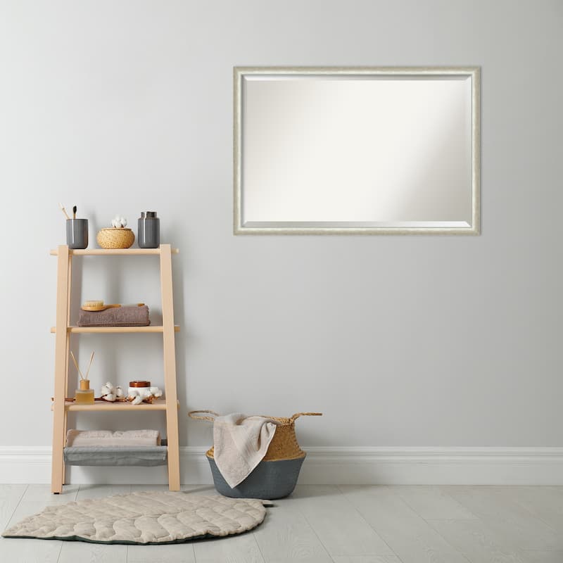 Two Tone Beveled Wood Framed Bathroom Vanity Wall Mirror
