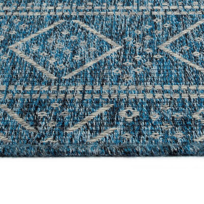 Modern Transitional Geometric Southwestern Textured High-Low Cut & Loop Rectangle Area Rug - 5.3x 7.6