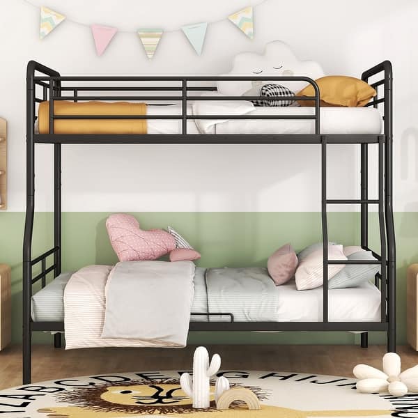 slide 2 of 71, Modern Full XL Over Queen Metal Bunk Bed, Versatile Split Design Black - Full XL Over Queen