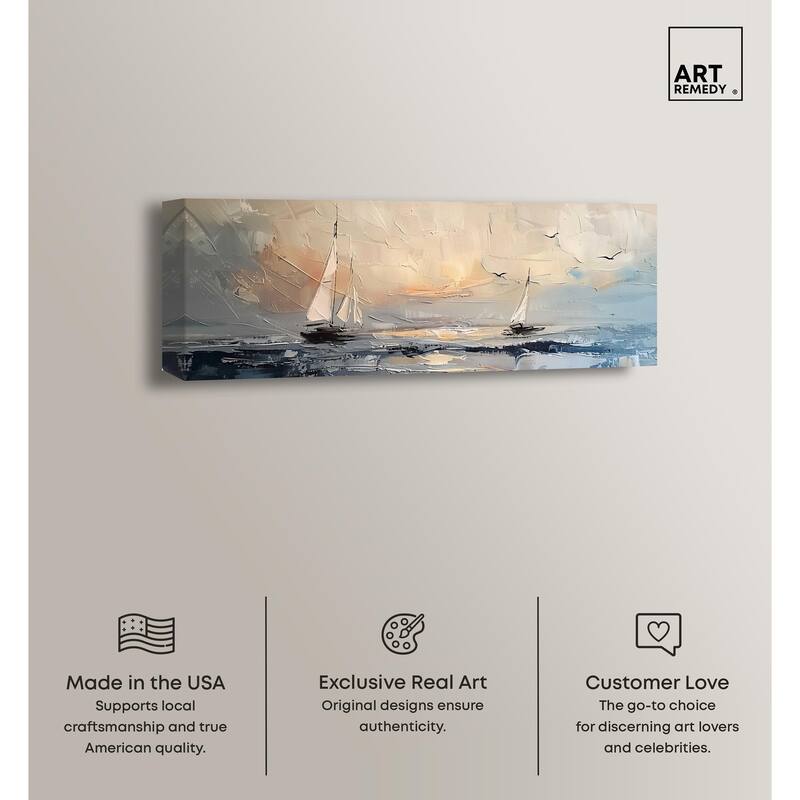 Early Sail Panoramic Canvas by Art Remedy, Gallery Wrapped