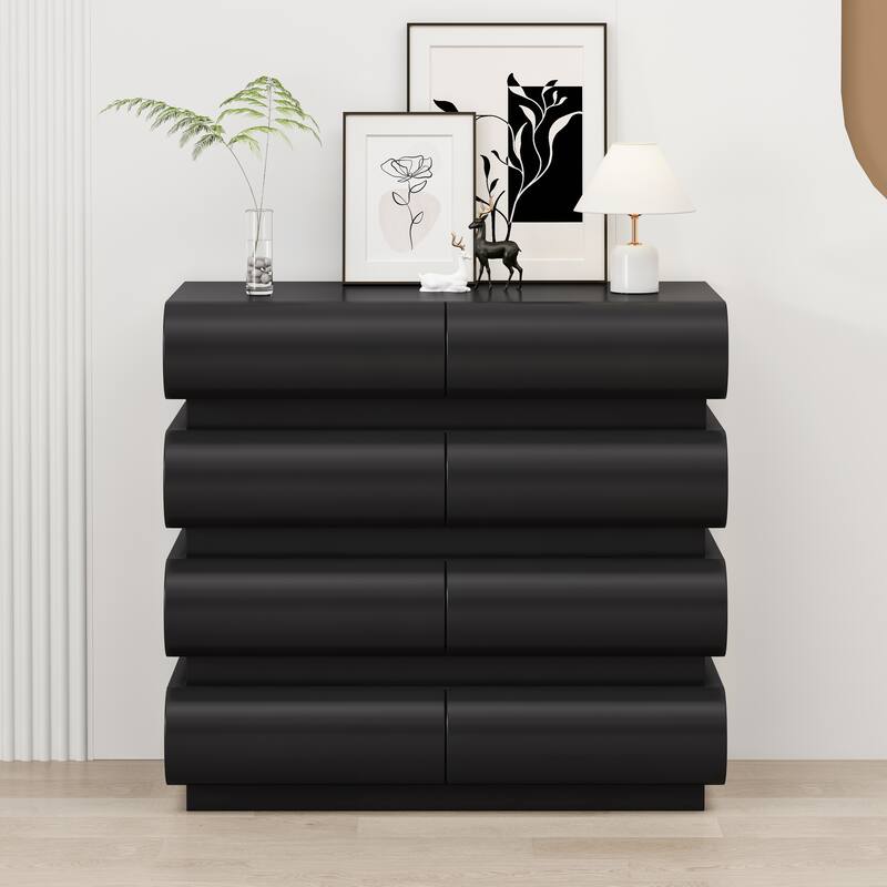 8-Drawer Dresser Nightstand Chest of Drawers Black File Cabinet - Black