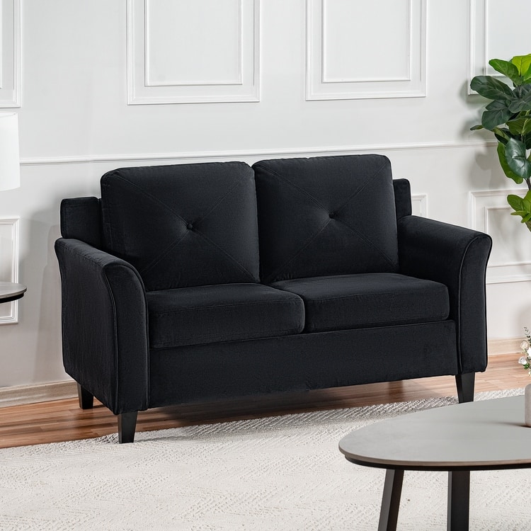 Premium Genuine Leather Loveseat with Deep Plush Seating and Goose Feather Cushions for Ultimate Comfort