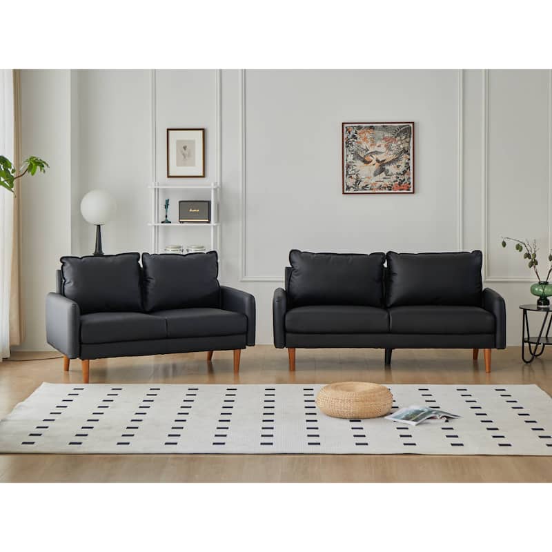 Faux leather 2 Piece Loveseat and Sofa Living Room Set