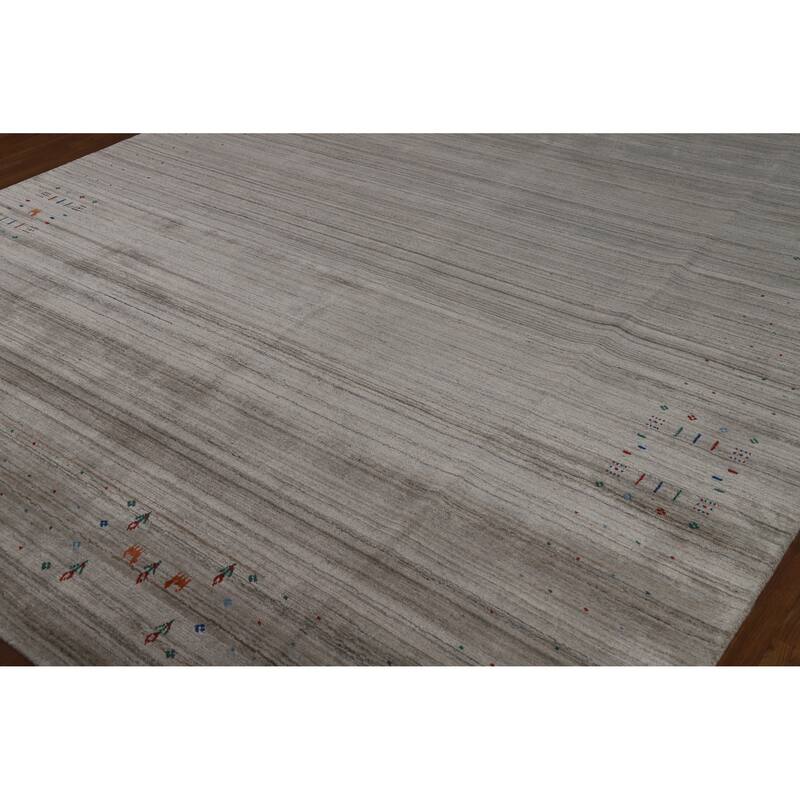 Hand Knotted Oriental 100% Wool Carpet Tribal Tribal Greys & Charcoal Gabbeh Area Rug - 10' 0'' X 8' 3''