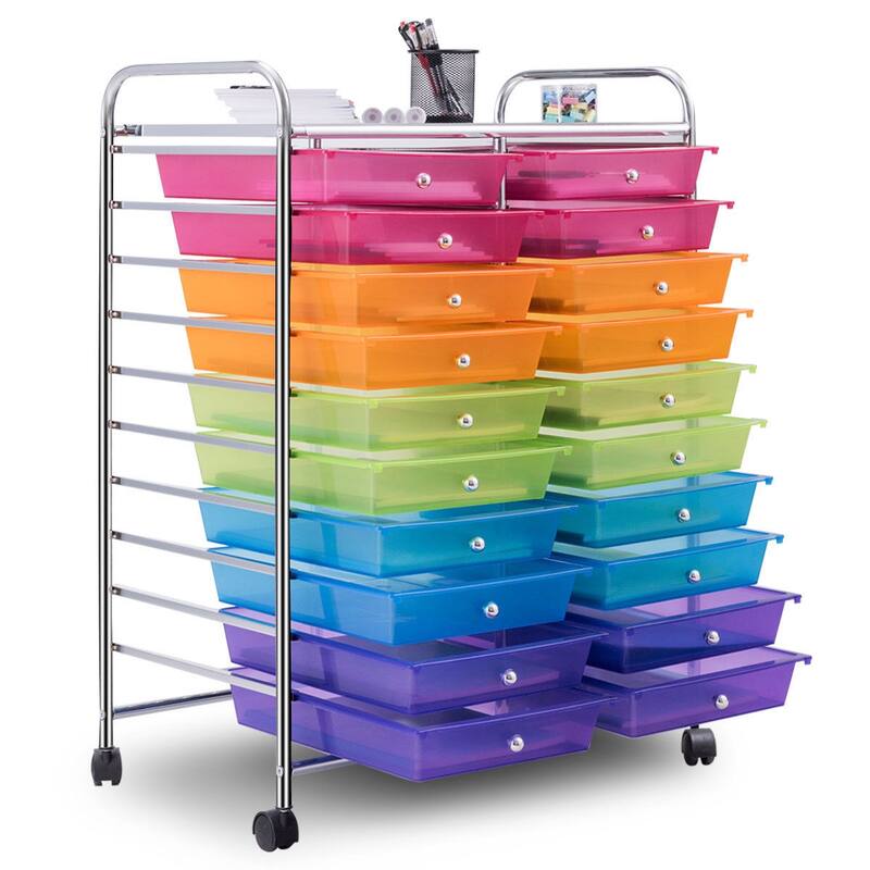 Gymax Office Rolling Cart 20 Storage Drawers Scrapbook Paper Studio