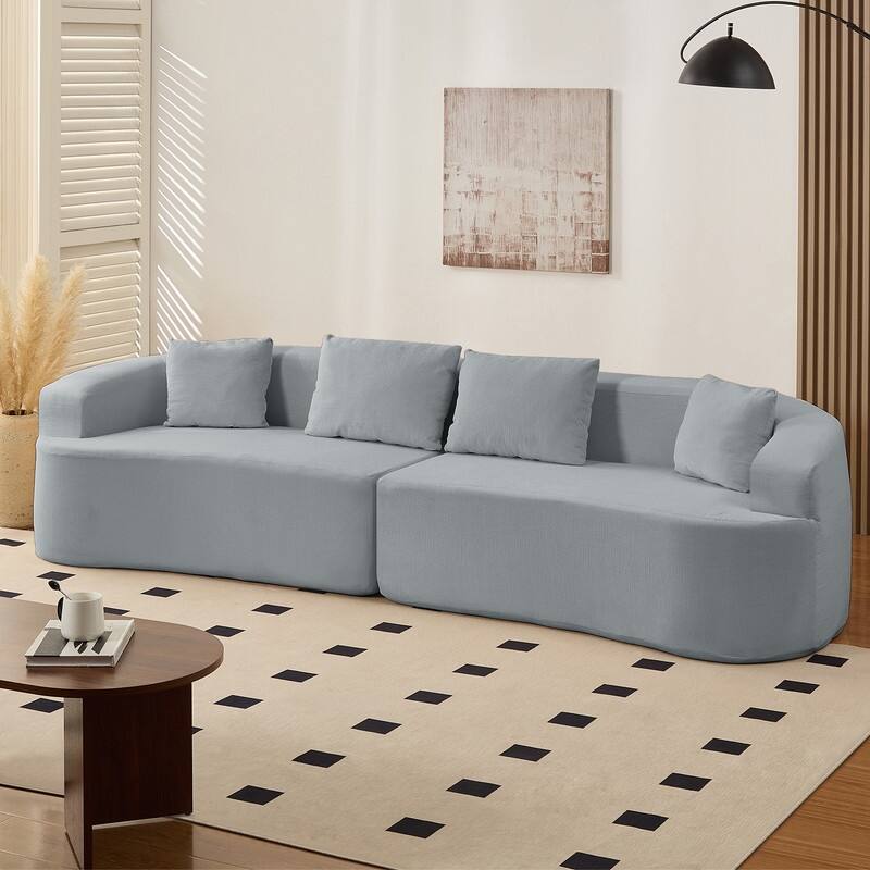Mixoy 112" Curved Modular Sectional Sofa in Chenille Fabric Modern Minimalist Design Compressed No Assembly Required - Light Grey - Symmetrical