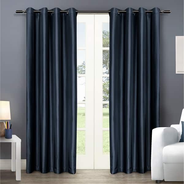 slide 2 of 45, ATI Home Chatra Faux Silk Grommet Top Curtain Panel Pair