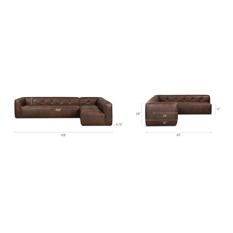 Poly & Bark Capa Genuine Leather Reversible Corner Sectional Sofa