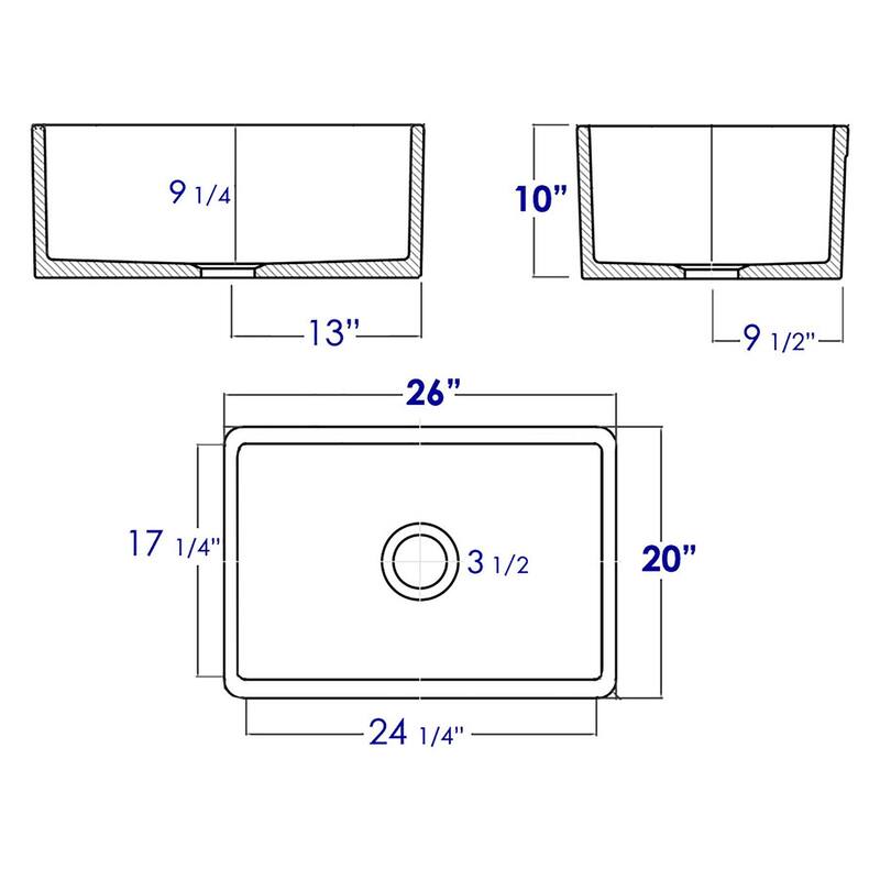 Alfi White Smooth Fireclay 26-inch Farmhouse Kitchen Sink