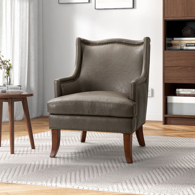 Konrad Comfy Living Room Vegan Leather Armchair by HULALA HOME