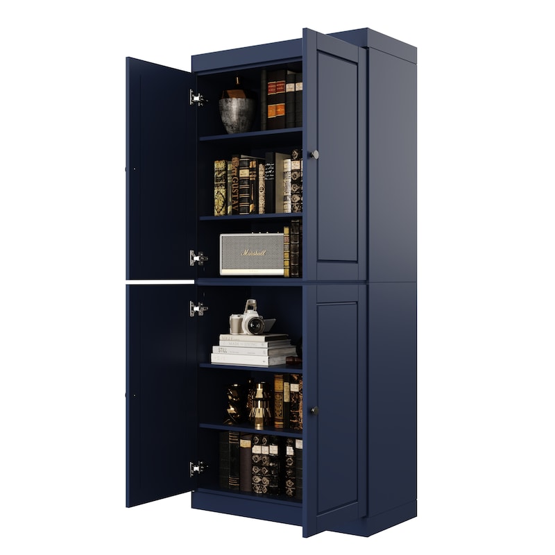 Palace Imports 100% Solid Wood 6-Shelf Bookcase with Solid Doors and Adjustable Shelves