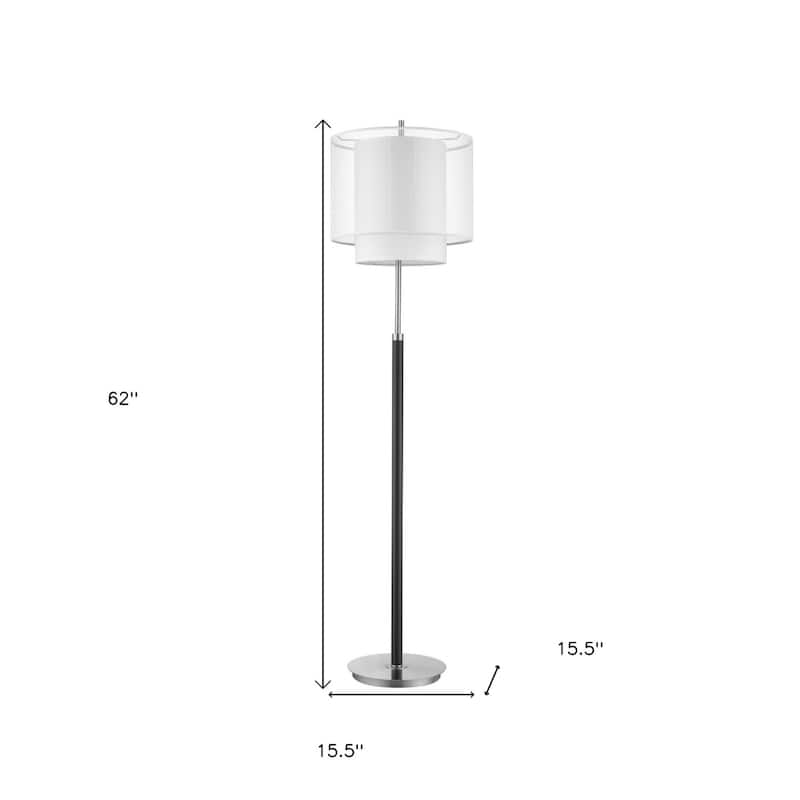 62-Inch Floor Lamp with Soft Light and White Fabric Shade - 15.50” x 15.50” x 62"