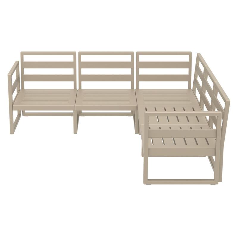 2 Piece Taupe Outdoor Patio Sectional Lounge Set with Sunbrella Cushion 78.75"