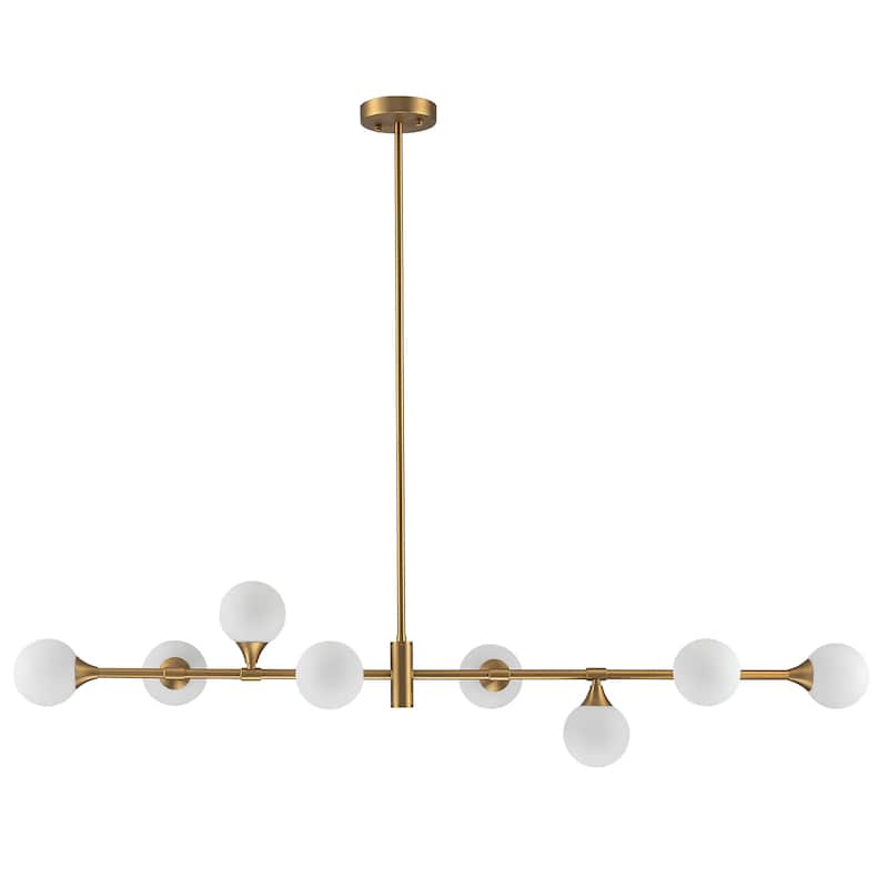 8-Light Modern Sputnik Linear Cluster Frosted Glass Globe Chandelier for Dining Room - W 51.18"