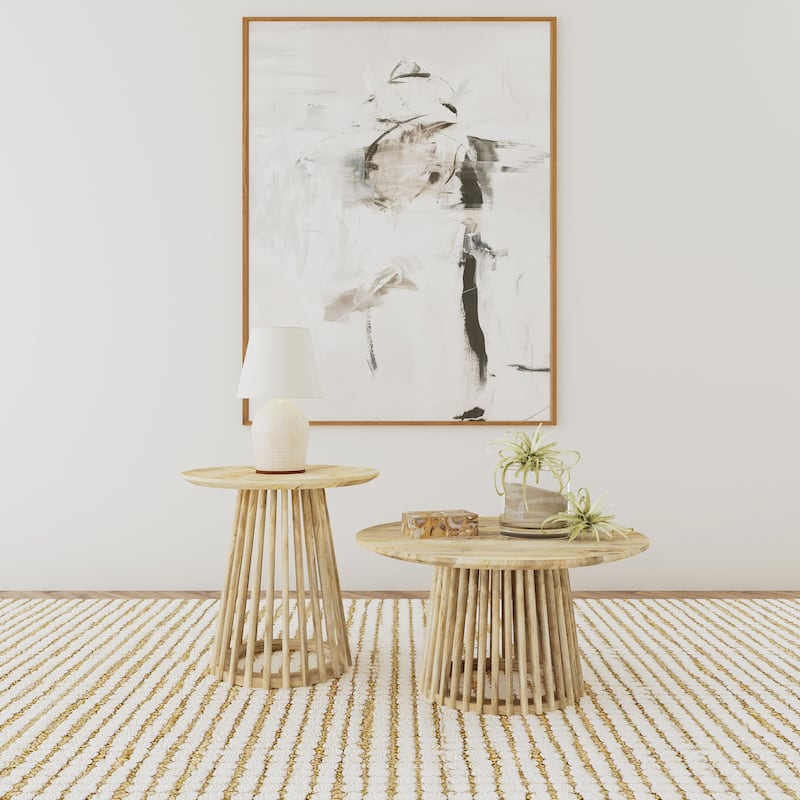Touhy Round Coffee and End Table Set Natural Mango - 2-piece