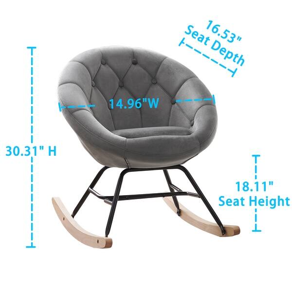 dimension image slide 0 of 5, Modern Velvet Tufted Back Round Accent Rocking Chair for Teenager