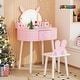 preview thumbnail 21 of 51, Kids Vanity Set with Mirror Makeup Dressing Table with Drawer