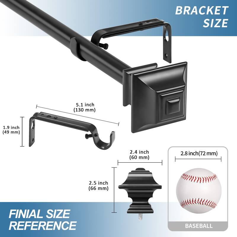 1-inch Diameter Pila Adjustable Single Drapery Curtain Rod