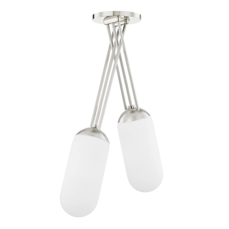 Hudson Valley Palisade 2-Light Pendant with Opal Matte Glass Shade - Burnished Nickel