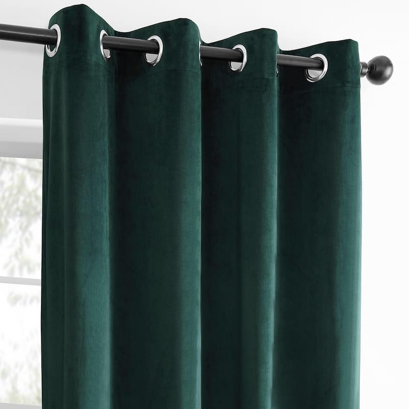 Exclusive Fabrics Simply Velvet Grommet Room Darkening Curtains for Bedroom & Living Room Curtains Pair (2 Panels))