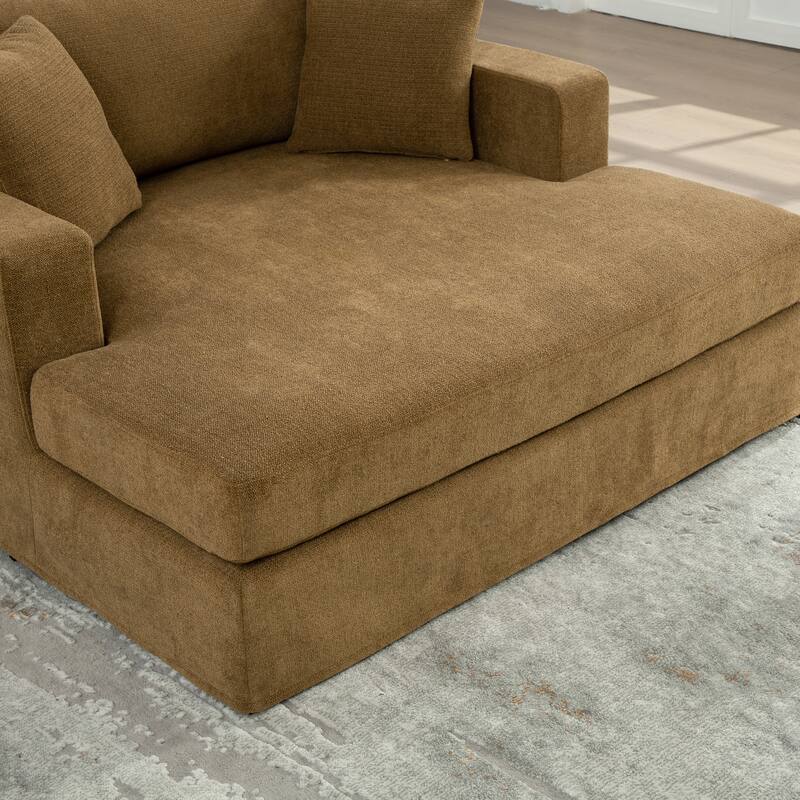 56.3"W Modern Chenille linen Loveseat Sofa,Sofa Bed with Pillows&Metal Legs