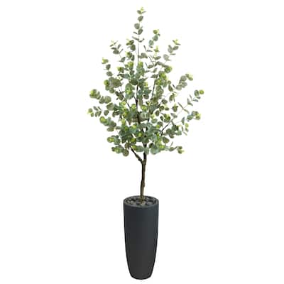 5' Eucalyptus Artificial Tree in Gray Planter - 18"