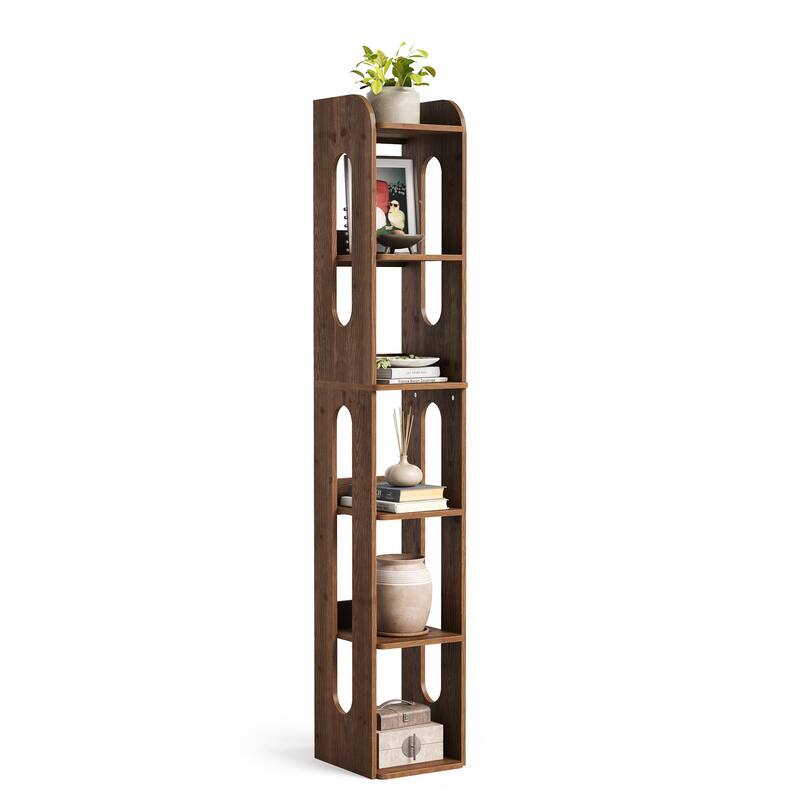 70.87" Solid Wood Bookshelf, Storage Bookcase, Living Room Home Office Bedroom Standing Shelf Accent Shelving