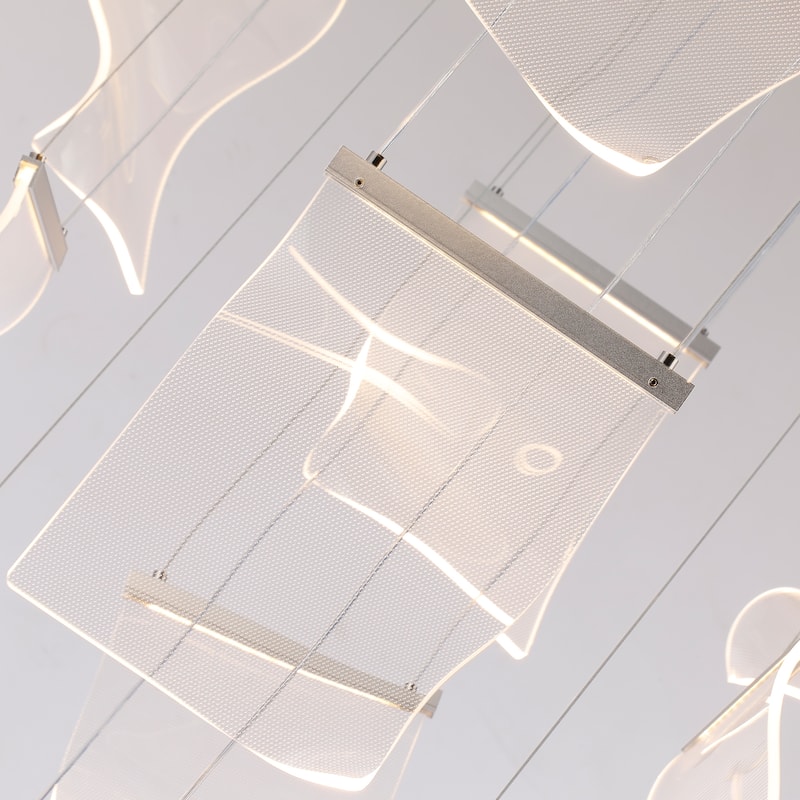 Rinkle Led Acrylic Leaf Multi Pendant Lamp Stairway Chandelier 12 Lights