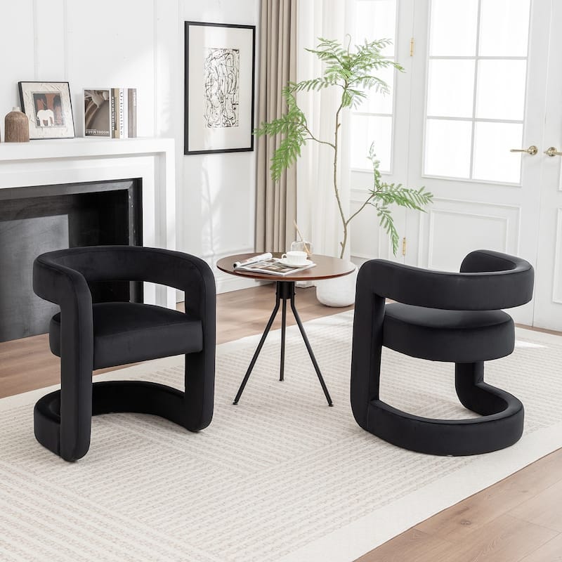 SEYNAR Modern Velvet E-Shaped Open Back Dining chair Set of 2
