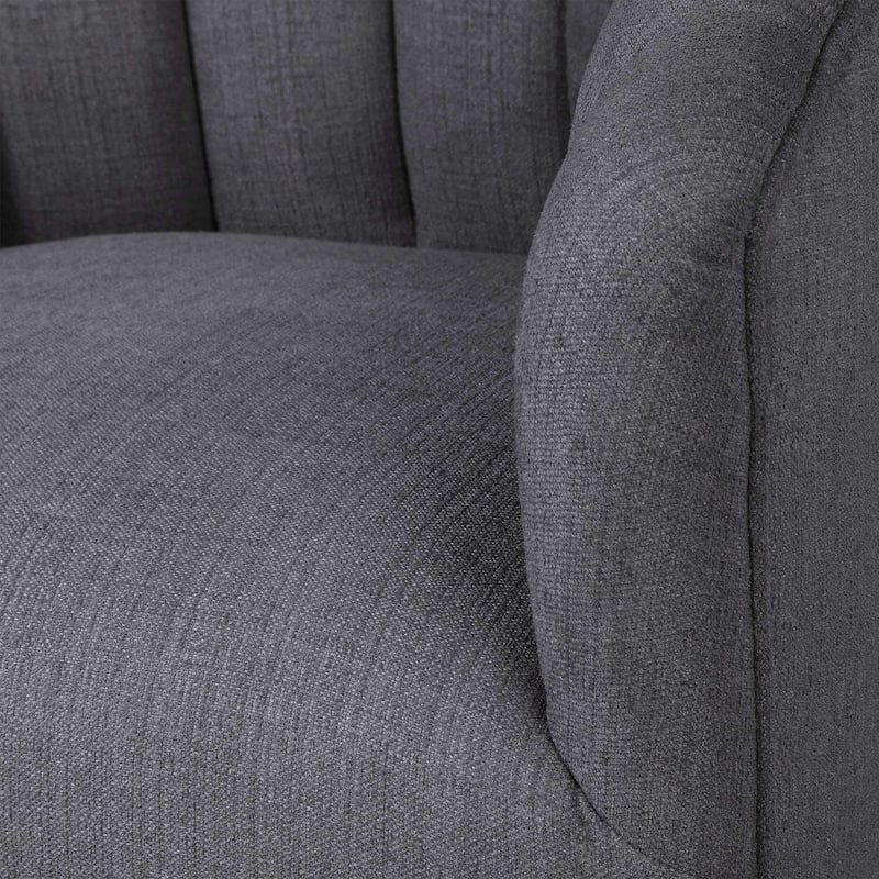 32.25"charcoal Gray Contemporary Tufted Swivel Chair