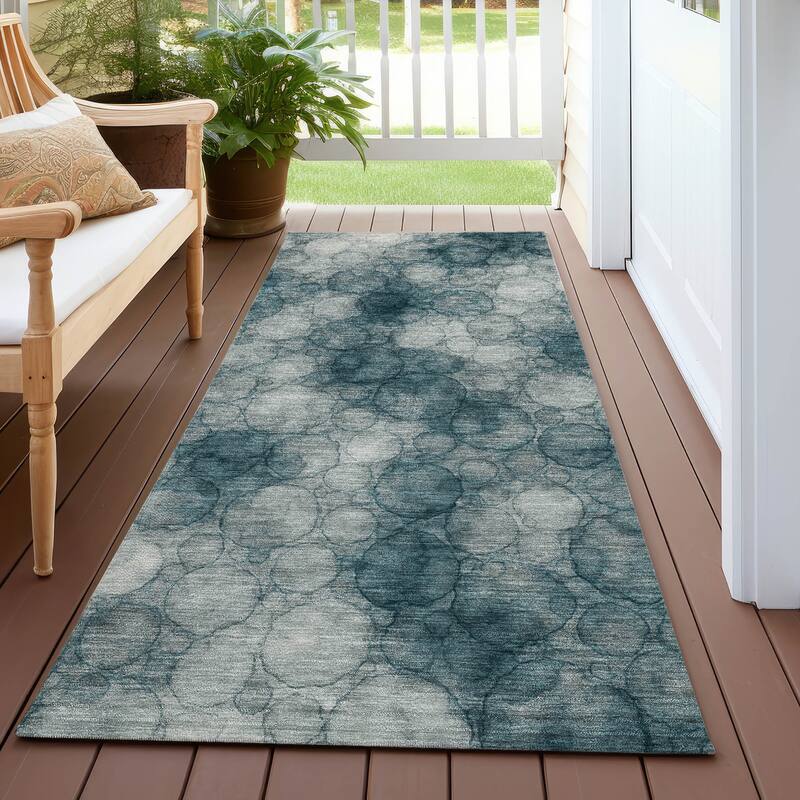 Machine Washable Indoor/ Outdoor Modern Aby Chantille Rug - Turquoise - 2'3" x 7'6"
