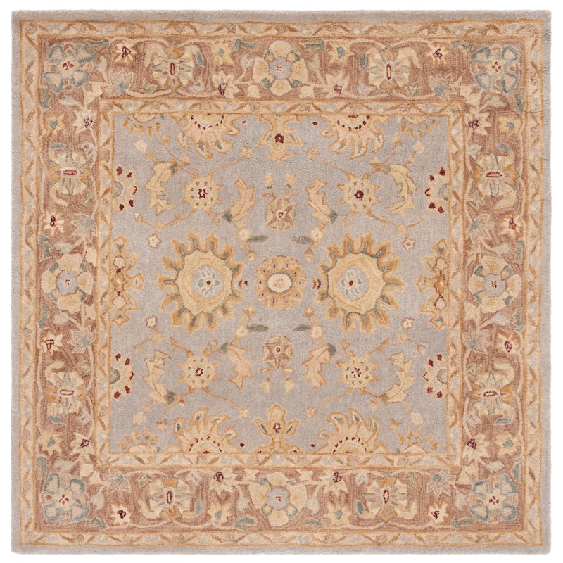 SAFAVIEH Handmade Anatolia Iran Traditional Oriental Hand-spun Wool Rug - 6' Square - Teal/Brown