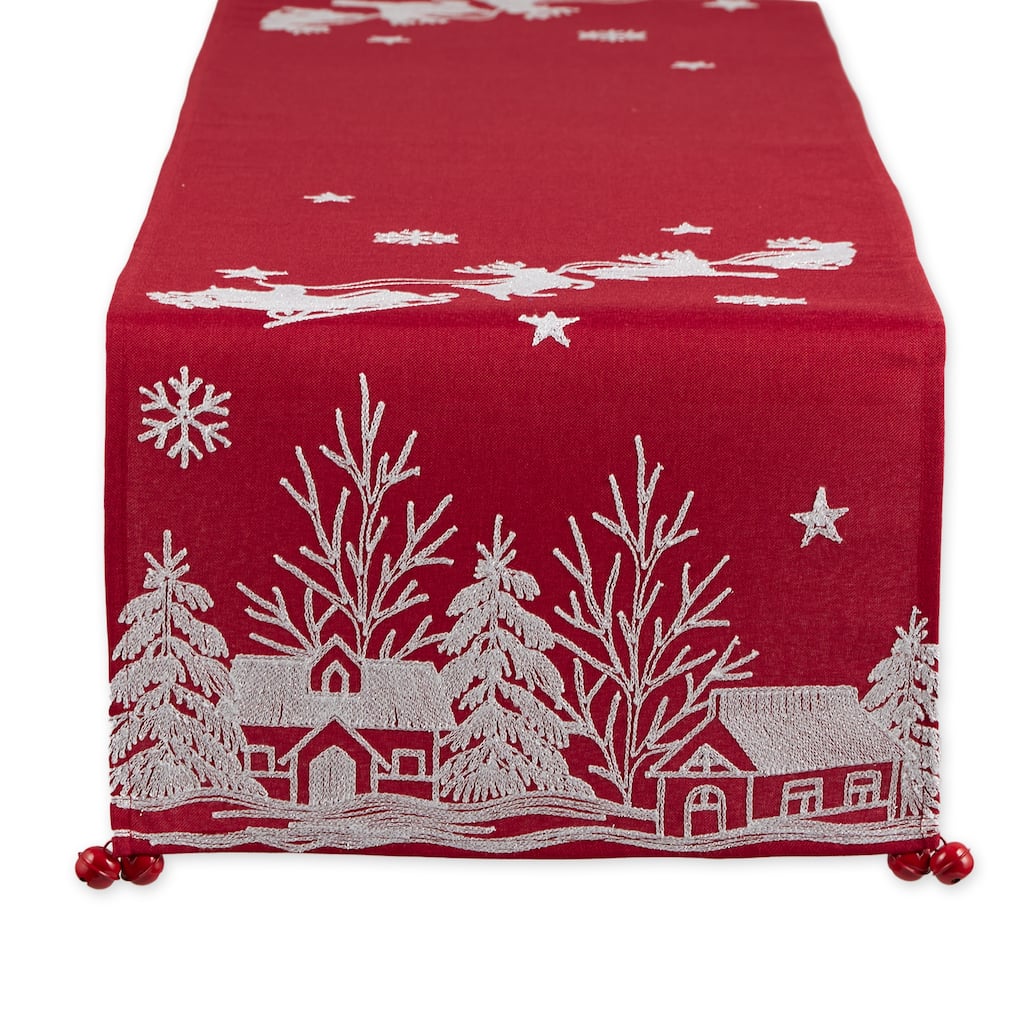 Santa's Sleigh Embroidered Table Runner