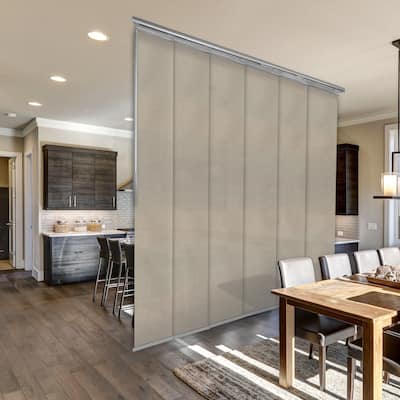 InStyleDesign Champagne 6-Panel Single Rail Panel Track / Room Divider / Blinds 48"-84"W x 91.4"H, Panel width 15.75"
