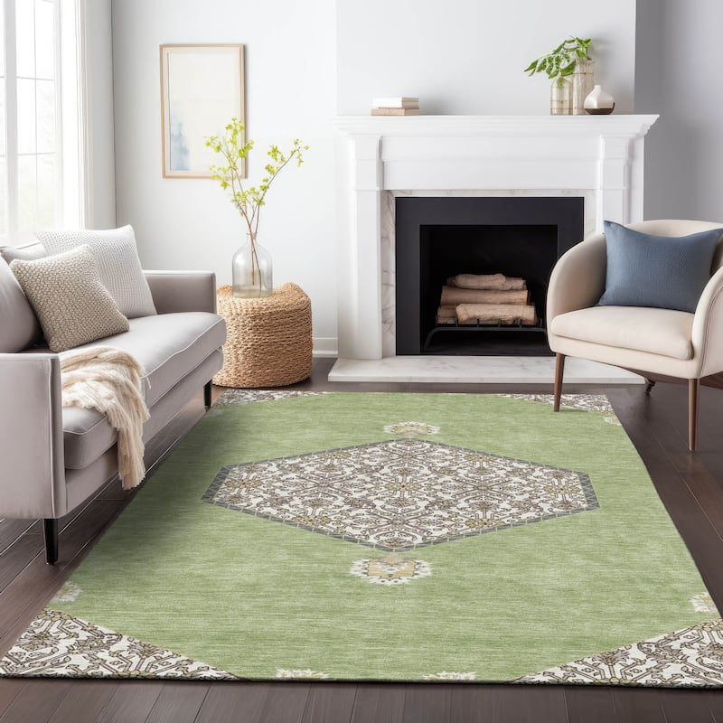 Machine Washable Indoor/ Outdoor Traditional Chantille Rug