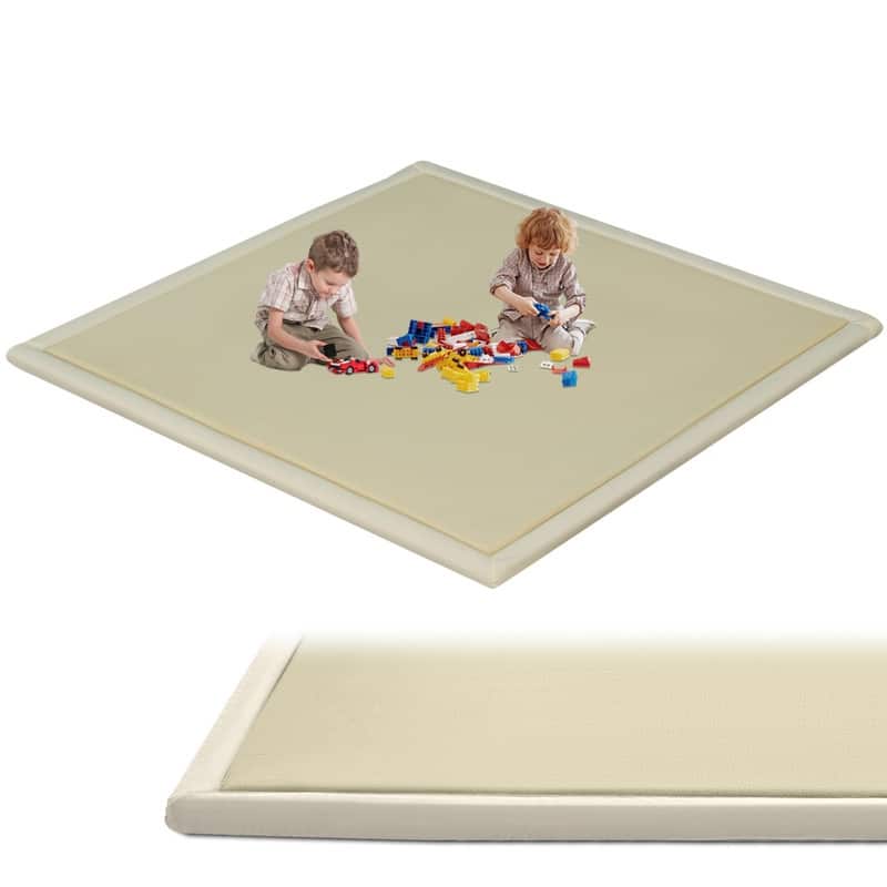 Baby Play Mat, Memory Foam Rug, Large Padded Crawling Mat for Toddlers - Beige