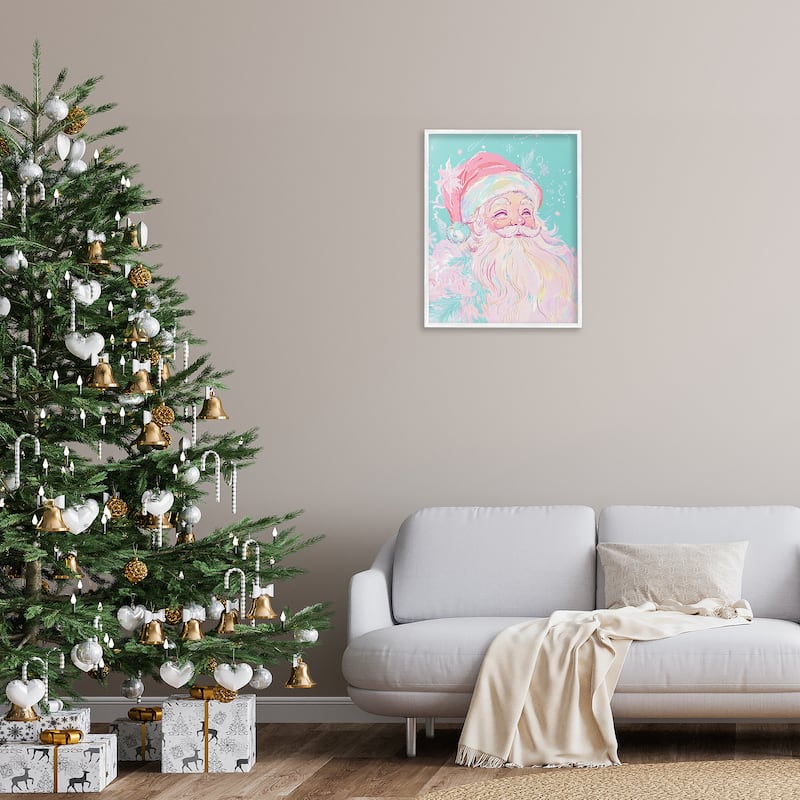 Stupell Pastel Jolly Santa Claus Framed Giclee Art Design By Arlington Prints