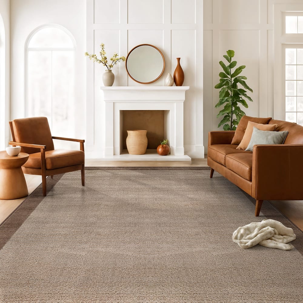 World Rug Gallery Modern Geometric Stripe Bordered Area Rug