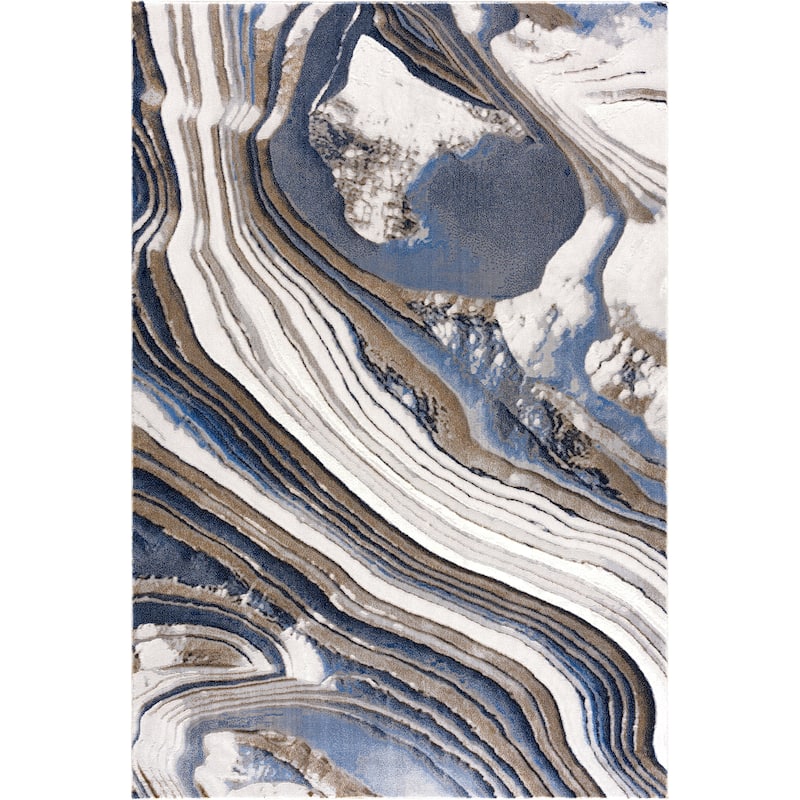 Abani Rugs Regal REG150A Blue Grey Gold Topography Inspired Area Rug