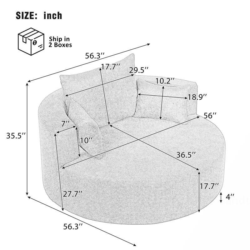 Swivel Barrel Chair with 3 Pillows