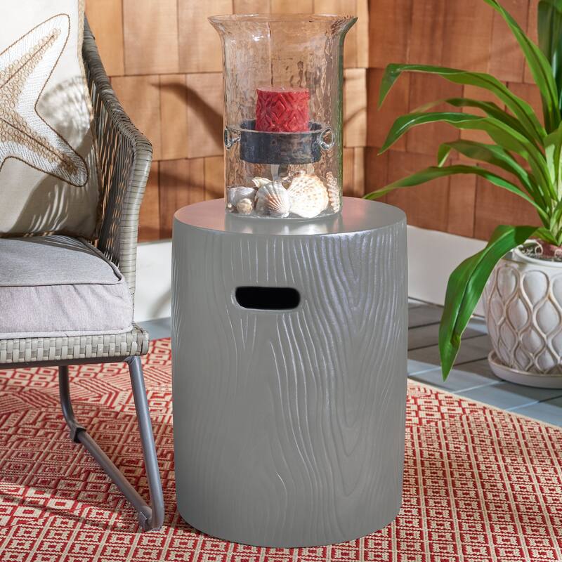 SAFAVIEH Trunk Concrete Indoor/ Outdoor Accent Table (Dark Grey) - 14.9" x 14.9" x 16.5"