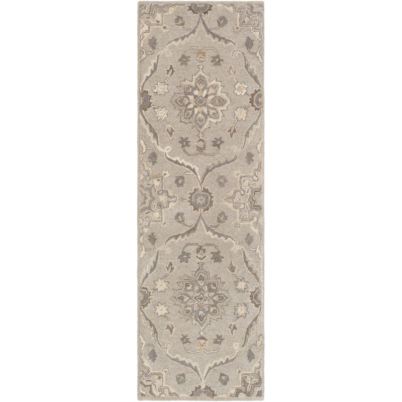 Livabliss Traditional Caesar Floral & Botanical Area Rug - 2'6" x 8' - Light Grey