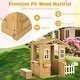 preview thumbnail 7 of 7, Natural Fir Wood Kids Playhouse with White Windows, Bench and Flowerpot Holders - 80.5" L x 47" W x 55" H
