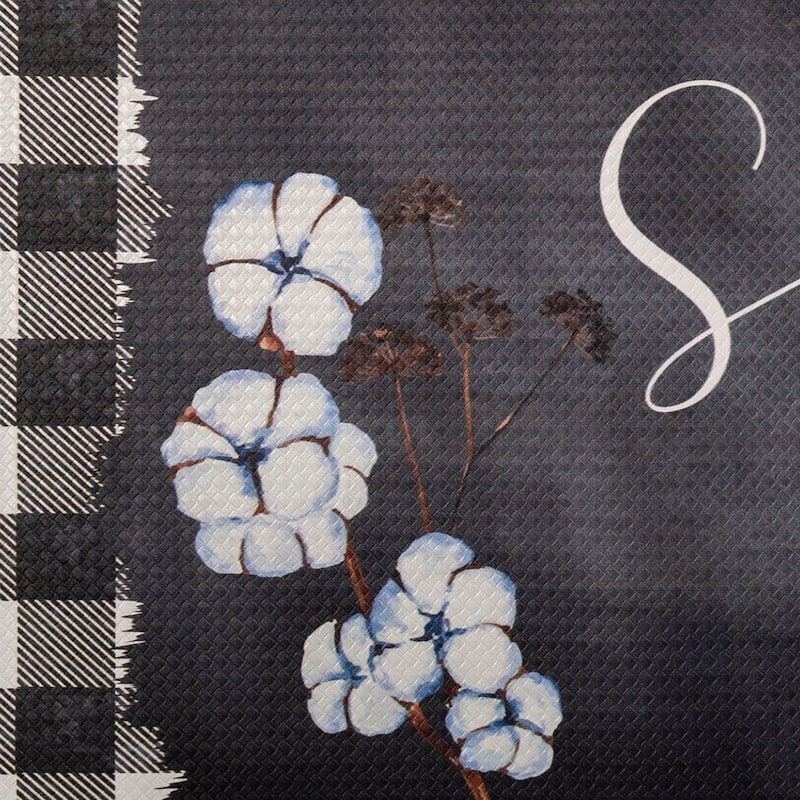 SoHome Cozy Living Home Sweet Home Buffalo Check Border Anti-Fatigue Kitchen Mat, Black/White